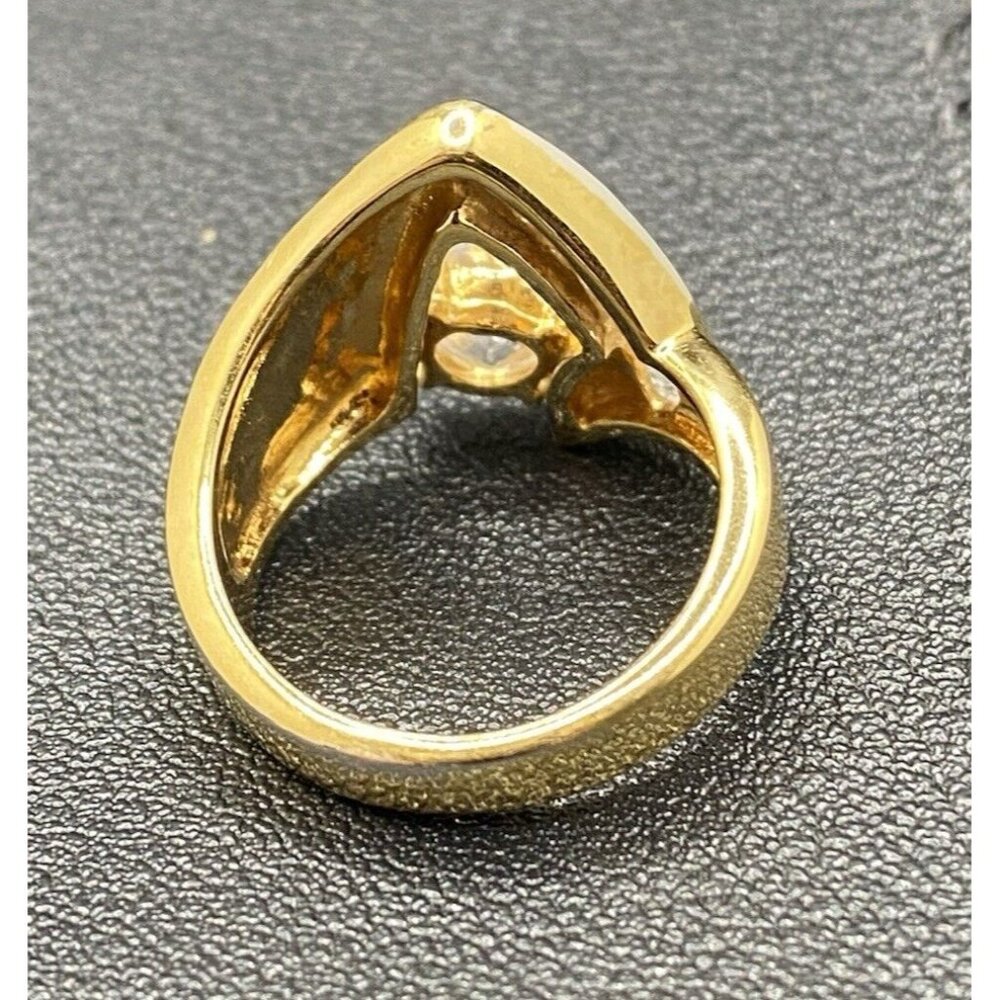 10k Plated Yellow Gold Ring Freeform Sparkling Round CZ Size 5.75 Wt 5.3 grams - Picture 3 of 5